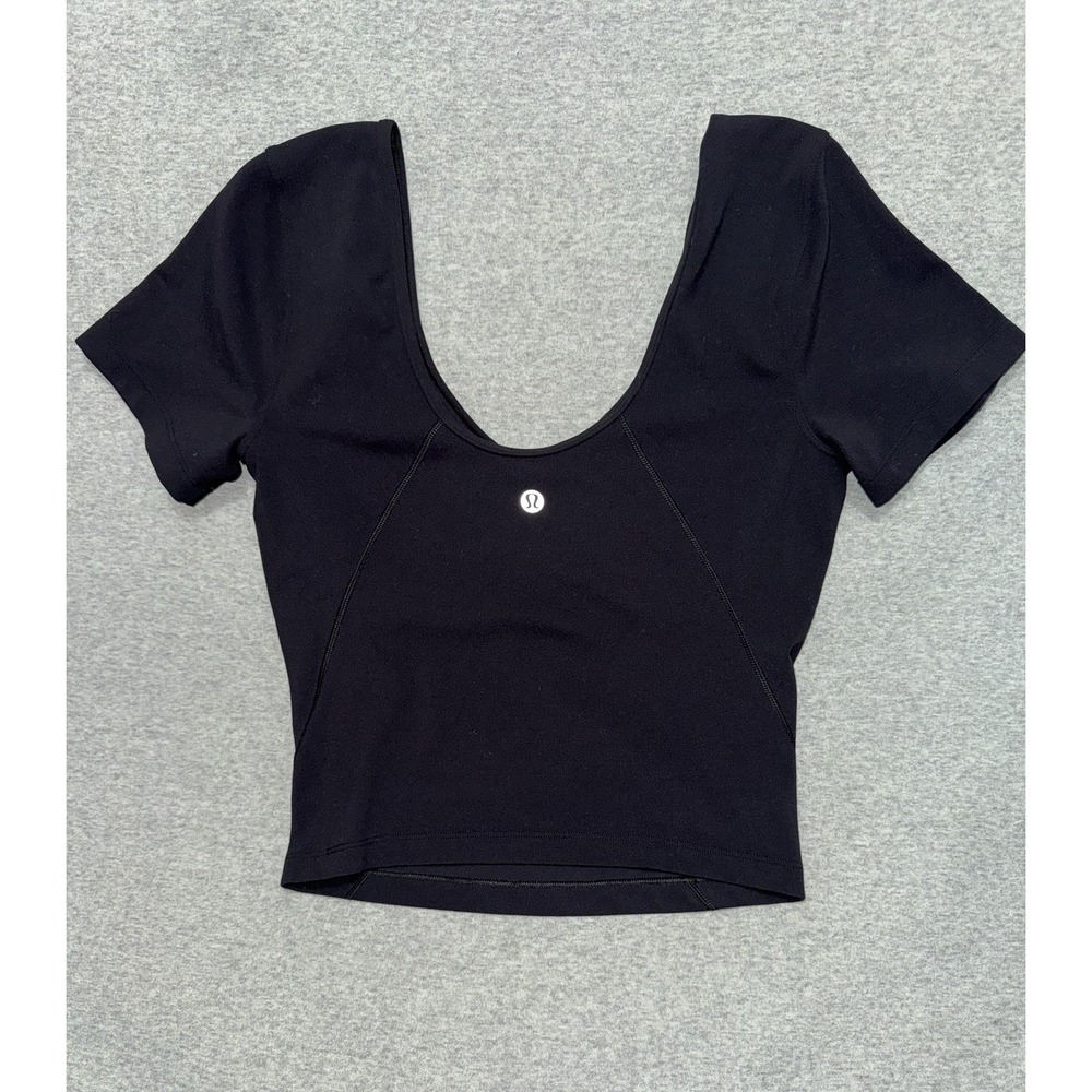 Lululemon Women's Align Tee Black Slim Fit Cropped Length Nulu Size 4